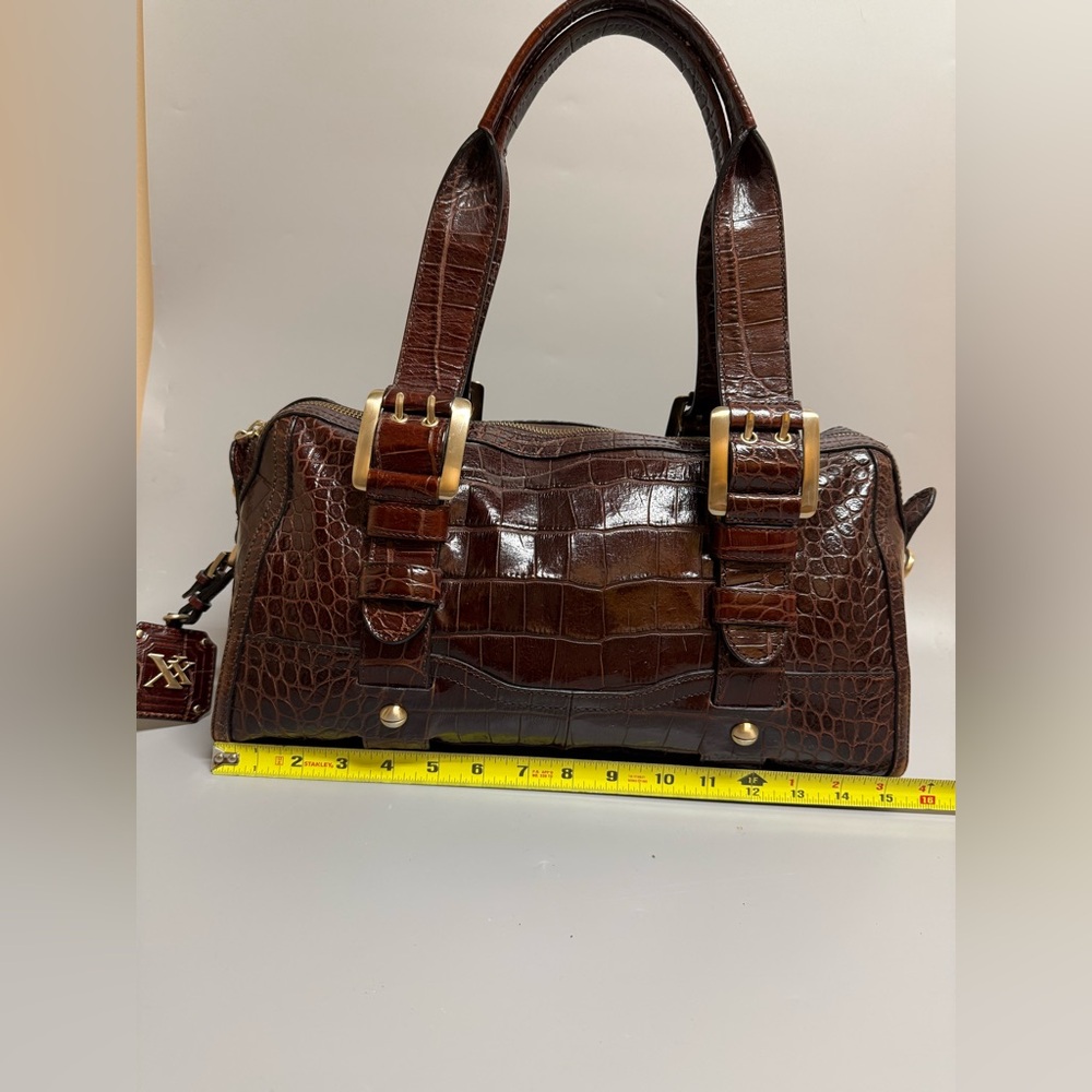 MAXX CROC Y2K genuine leather satchel bag burgundy brown - Picture 5 of 17